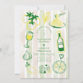 Rustiek Italiaans eten bruiloft Waterverf Kaart (Voorkant)