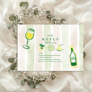 Rustiek Italiaans eten bruiloft Waterverf RSVP Kaartje