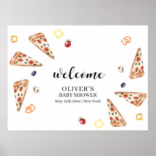 Rustiek Italiaans Slice Pizza Baby shower Welkom Poster