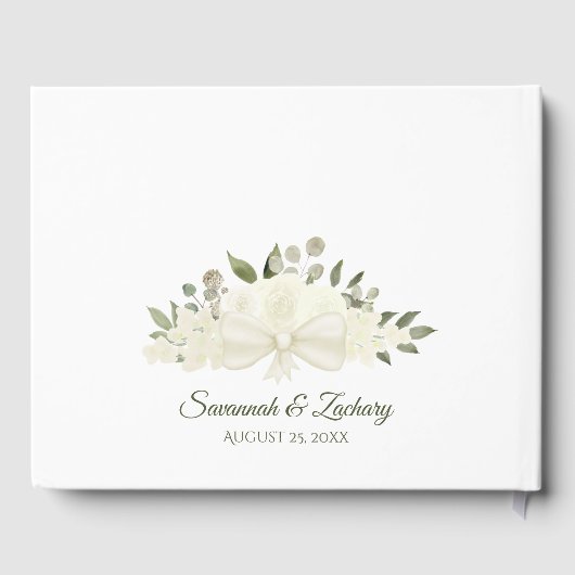 Rustiek Ivoor Wit Bloemen Boho Chic Bruiloft Gastenboek (Achterkant)