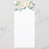 Rustiek Ivoor Wit Bloemen Eucalyptus Bruiloft Menu (Achterkant)