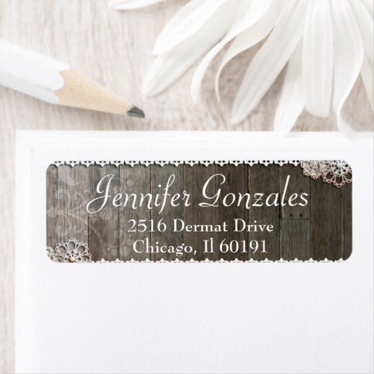 Rustiek Kant & Bloemen Modern adreslabel Etiket (Insitu)