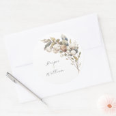 Rustiek katoen & Eucalyptus bruiloft Ronde Sticker (Envelop)