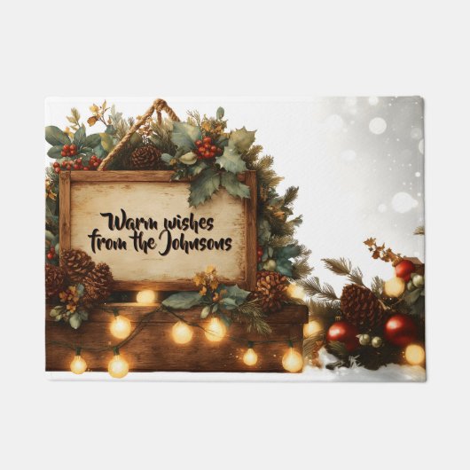 Rustiek kerstbord Lijst met aangepaste tekst Deurmat (Voorkant)