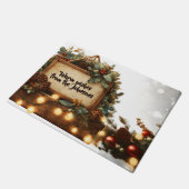 Rustiek kerstbord Lijst met aangepaste tekst Deurmat (Schuin)