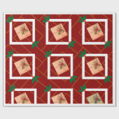 Rustiek kerstcadeau inpakpapier met Holly An (Vlak)