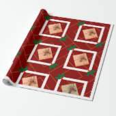 Rustiek kerstcadeau inpakpapier met Holly An (Uitgerold)