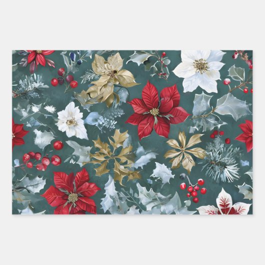 Rustiek kerstinsettia inpakpapier (Voorkant 2)