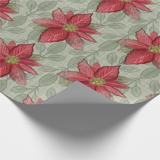 Rustiek kerstinsettias inpakpapier (Hoek)