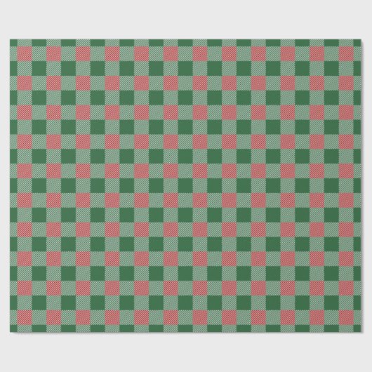 Rustiek Kerstmis Groen Plaid Patroon Cadeaupapier (Vlak)