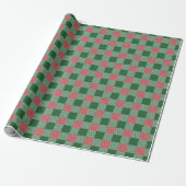 Rustiek Kerstmis Groen Plaid Patroon Cadeaupapier (Uitgerold)
