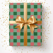 Rustiek Kerstmis Groen Plaid Patroon Cadeaupapier