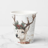 Rustiek kerstwinterrendier papieren bekers (Voorkant)