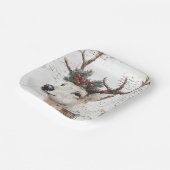 Rustiek kerstwinterrendier papieren bordje (Gebogen)