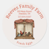 Rustiek kippenhok Homestead Egg Label Sticker (Voorkant)