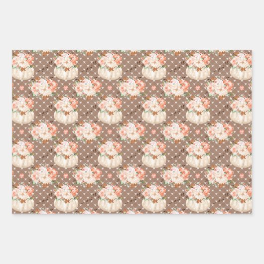 rustiek klein pompoen patroonfeestdecor inpakpapier vel (Voorkant 3)