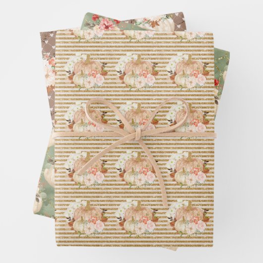 rustiek klein pompoen patroonfeestdecor inpakpapier vel (In situ)