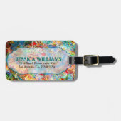 Rustiek Kleurrijk Bloemen Grunge Patroon Bagagelabel (Voorkant horizontaal)