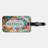 Rustiek Kleurrijk Bloemen Grunge Patroon Bagagelabel (Achterkant horizontaal)