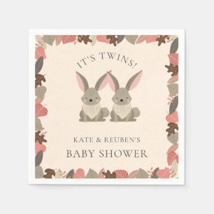 Rustiek Konijnentweeling Baby shower Bos Dieren Servet