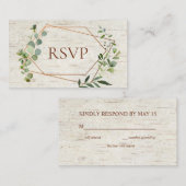Rustiek koper geometrisch eucalyptus berk RSVP Informatiekaartje (Voorkant / Achterkant)