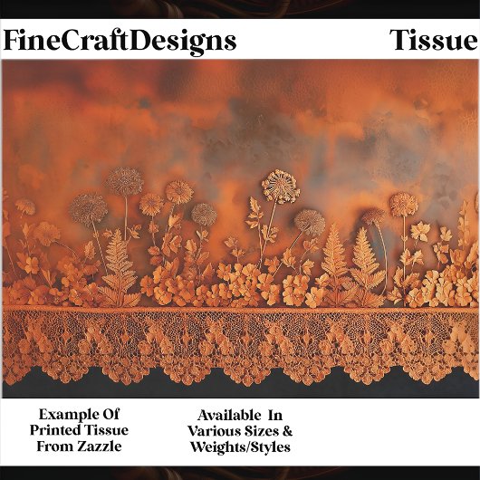 Rustiek Koper & Kant Bloemen Panel EJ7 Decoupage Tissuepapier