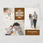 Rustiek Koper Kerstmis 3 Foto Collage Feestdagenkaart (Voorkant)