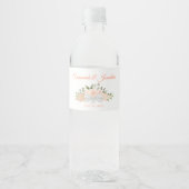 Rustiek koraal & perzik Elegant Boho Rozen Bruilof Waterfles Etiket (Voorkant)