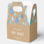 Rustiek Kraft Blue Raindrops Baby shower Bedankdoosjes (Geopend)