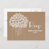 Rustiek Kraft Bruin Papier Bloemen Huwelijk RSVP Uitnodiging Briefkaart (Voorkant / Achterkant)