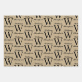 Rustiek Kraft Bruin Script Kalligrafie Monogram Inpakpapier Vel (Voorkant)