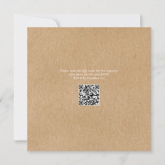 Rustiek Kraft groen Neutraal QR Code Baby shower Kaart (Achterkant)