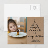 Rustiek Kraft Papier Kerstboom Typografie Foto Feestdagenkaart (Voorkant / Achterkant)