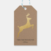 Rustiek Kraft Papier Kerstmis Goud Rendier Cadeaulabel (Achterkant)