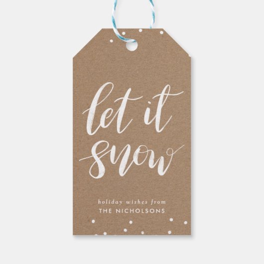 Rustiek Kraft Papier Kerstmis | Laat het sneeuwen Cadeaulabel (Achterkant)