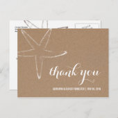 Rustiek Kraft Papier Zeester Nautische bruiloft Briefkaart (Voorkant / Achterkant)