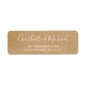 Rustiek Kraft Script Bruiloft Retouradres Etiket (Voorkant)