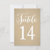 Rustiek Kraft Wit Script Bruiloft Tafel Nummer Kaart (Voorkant)