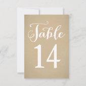 Rustiek Kraft Wit Script Bruiloft Tafel Nummer Kaart (Achterkant)
