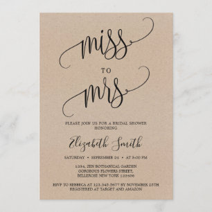 rustiek kraftpapier misser voor mevrouw bridal kaart