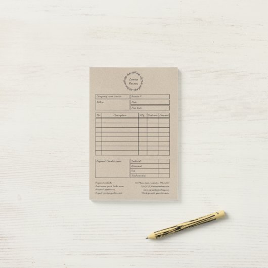 rustiek kransbruin papier post-it® notes (Op bureau)