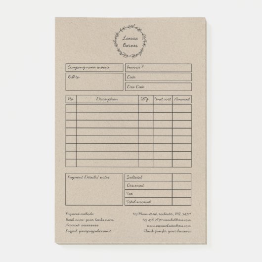 rustiek kransbruin papier post-it® notes (Voorkant)
