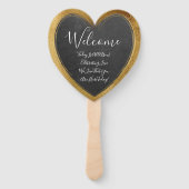 Rustiek krijtbord Faux Gold bruiloft hart Welkom Handwaaier (Voorkant)