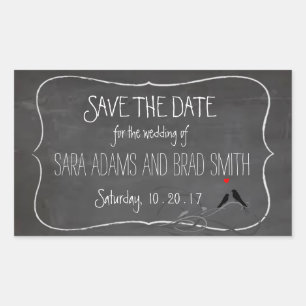 Rustiek krijtbord Lovebirds Save the Date Stickers