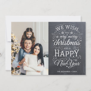 Rustiek krijtbord Zeer Vrolijk Kerstmis Foto Feestdagenkaart