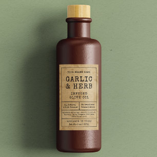 Rustiek  Kruid Saus Olie Fles Label Wijn Etiket
