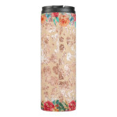 Rustiek kruis versierd met levendige bloemen thermosbeker (Achterkant)