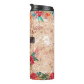 Rustiek kruis versierd met levendige bloemen thermosbeker (Geroteerd rechts)