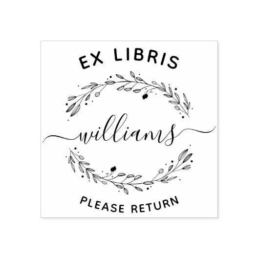 Rustiek laat script familienaam ex libris boek rubberstempel (Afrduk)