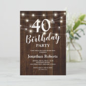 Rustiek Land 40e verjaardagsfeestje | Aangepaste l Kaart (Staand voorkant)